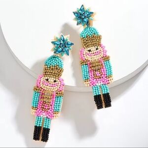 Nutcracker Christmas Blue Party Earrings